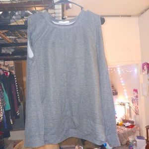 Indigo Rose Gray Cold Shoulder Sweater